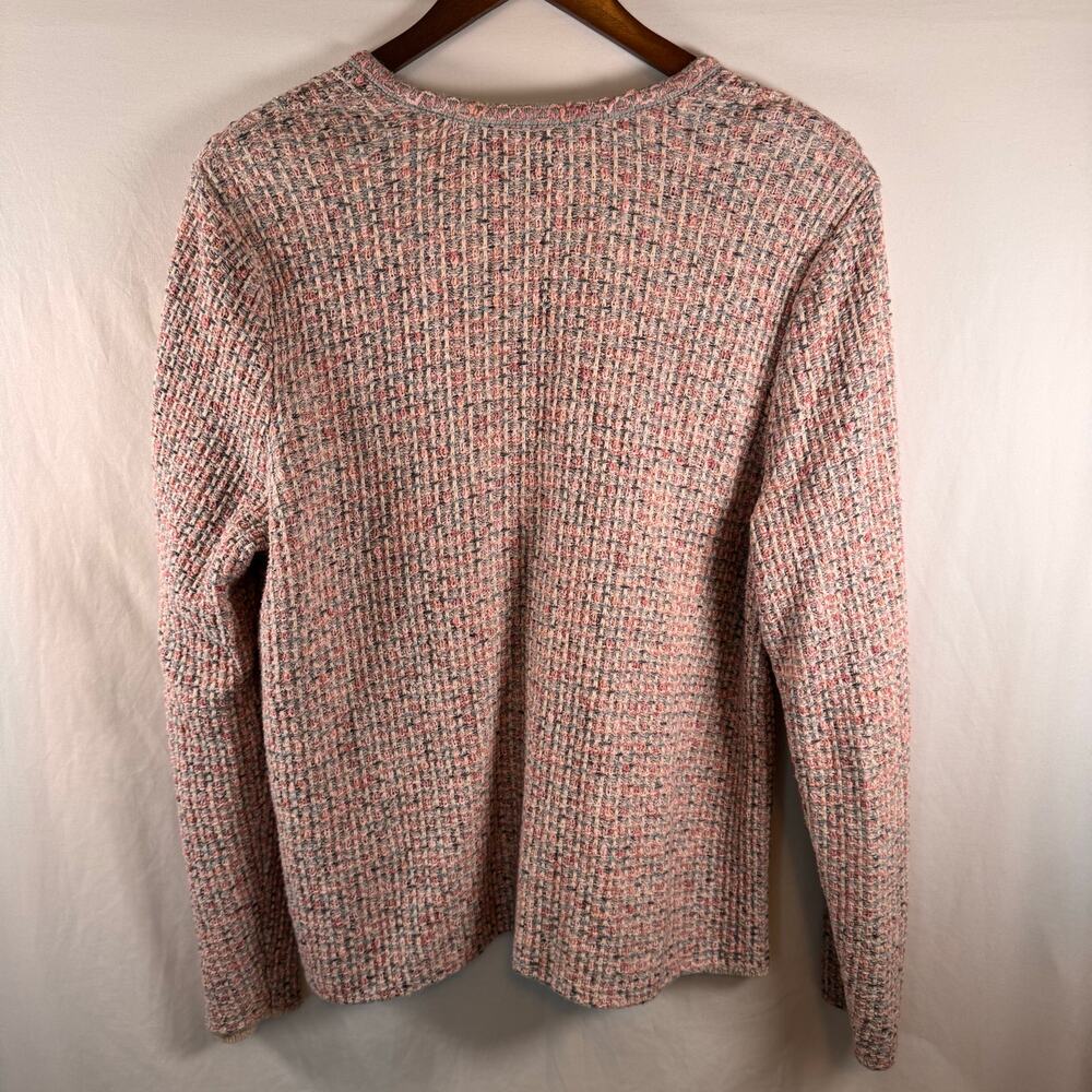 J.Jill Women’s L Cottagecore Cardigan Sweater Pink Cotton Blend Embroidered Boho - Picture 5 of 12